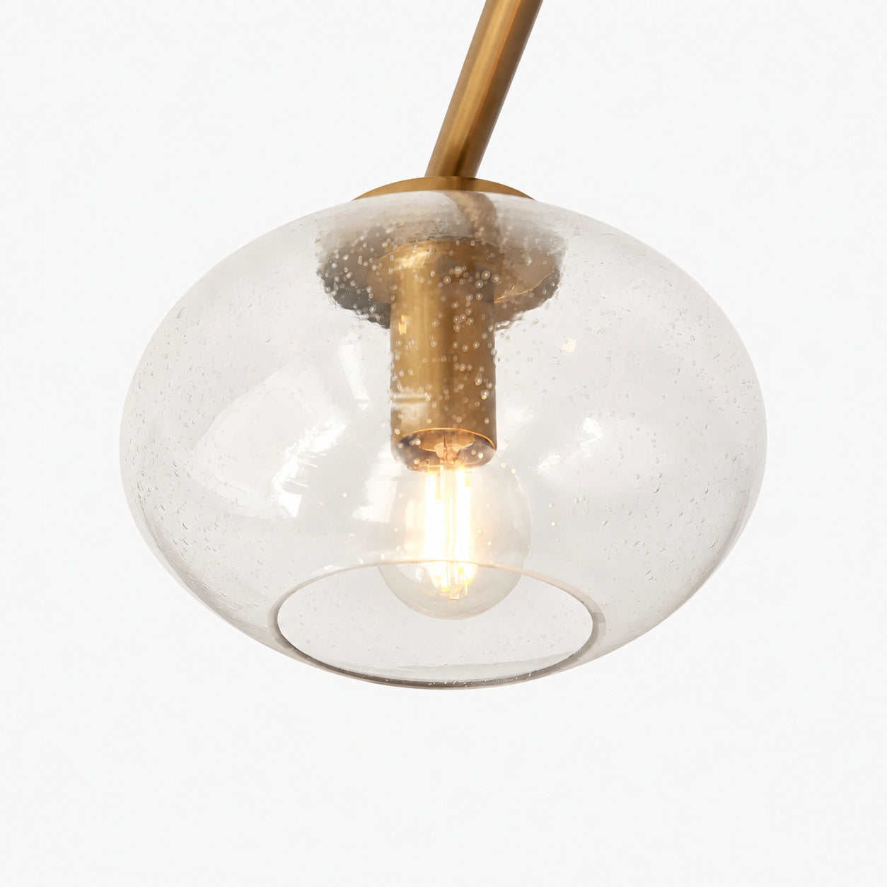 Bublaris Bubble-Glass Halbeinbau-Deckenleuchte - Gebogene Messingarme für Wohnzimmer oder Flur