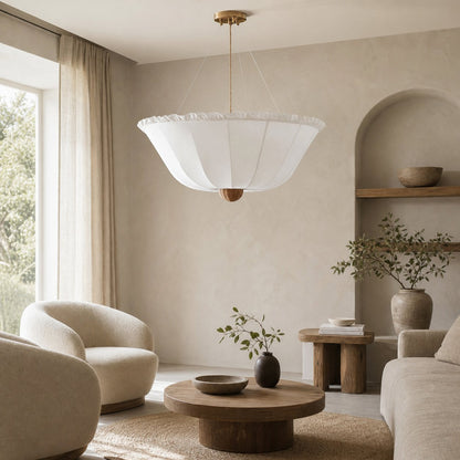 Wickara Ceiling Light Wicker Parasol Shade – Mixed-Material Ceiling Fixture for Living Room or Hallway