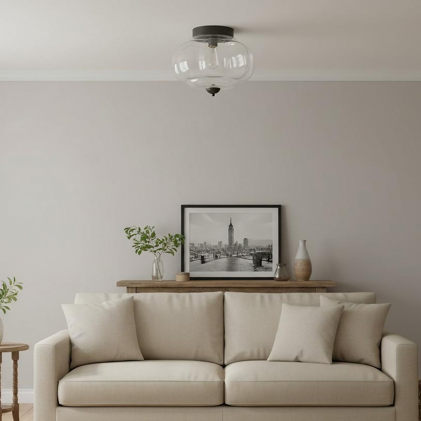 Eloise Milk Glass Ceiling Light - Vintage Flush Mount Ceiling Light