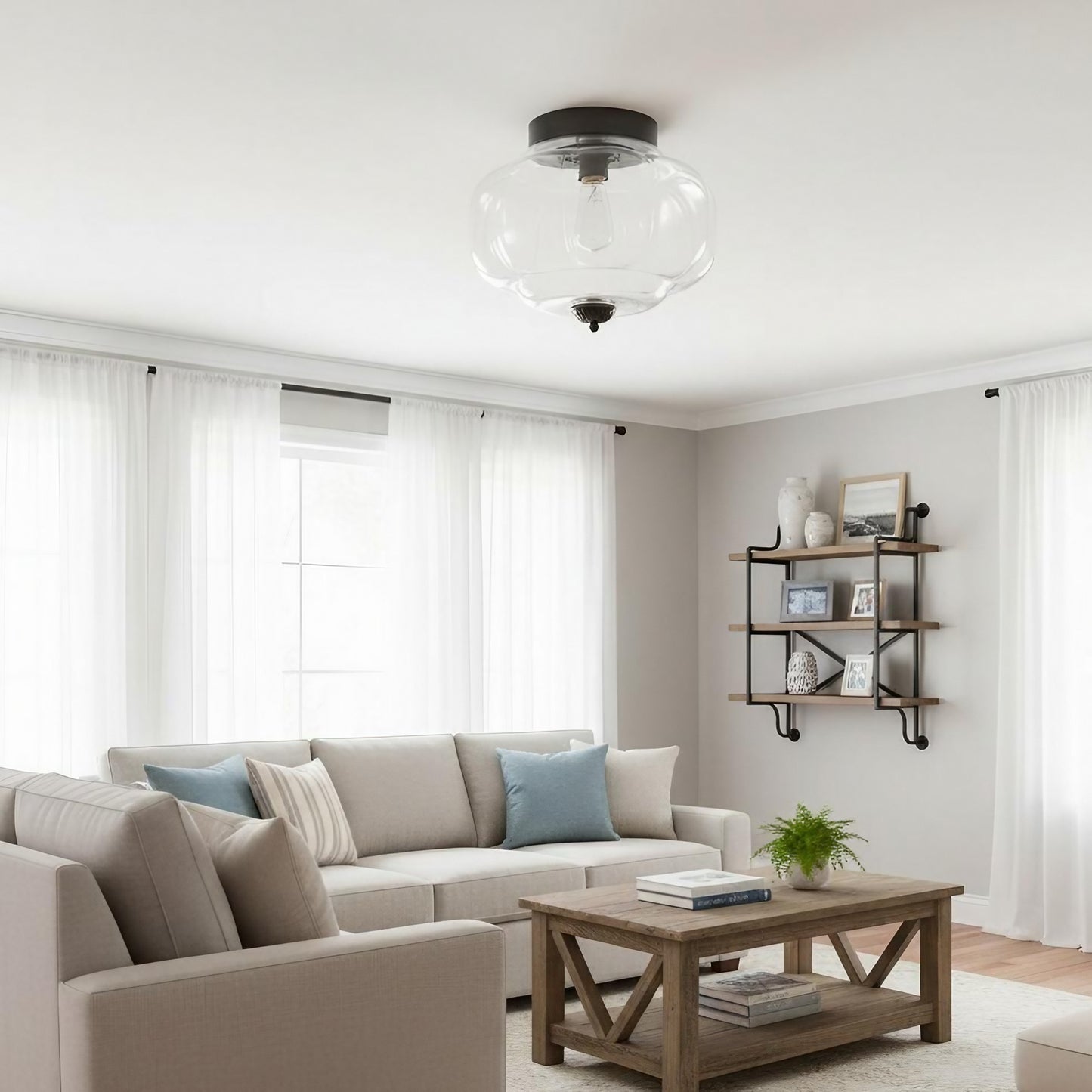 Eloise Milk Glass Ceiling Light - Vintage Flush Mount Ceiling Light