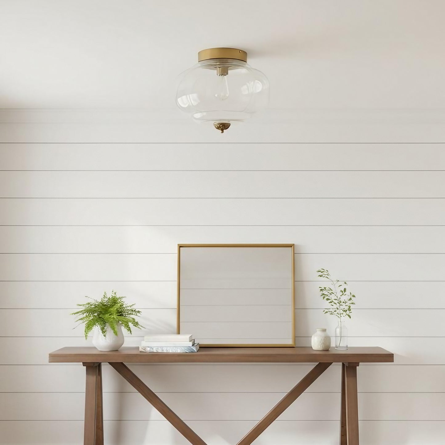 Eloise Milk Glass Ceiling Light - Vintage Flush Mount Ceiling Light