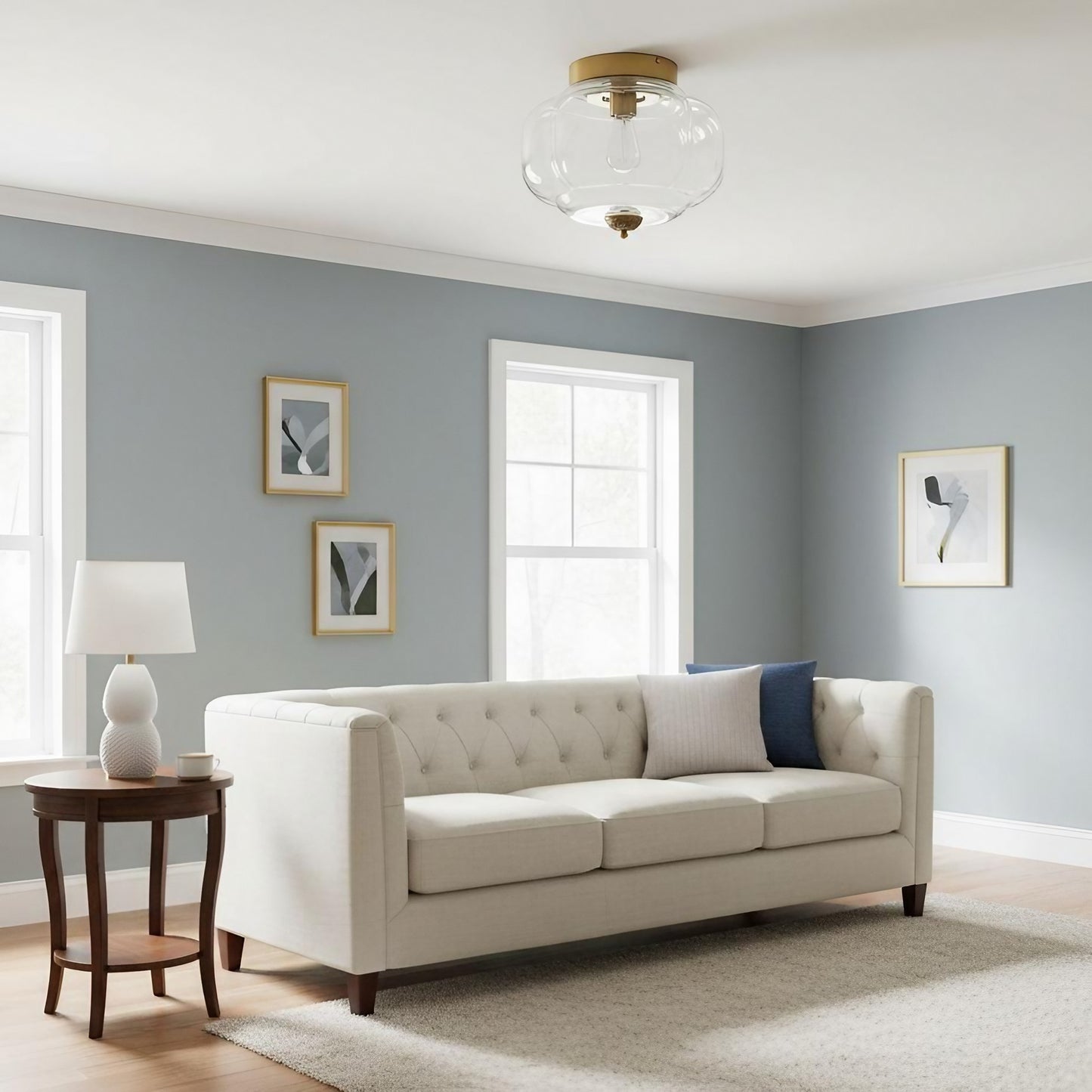 Eloise Milk Glass Ceiling Light - Vintage Flush Mount Ceiling Light