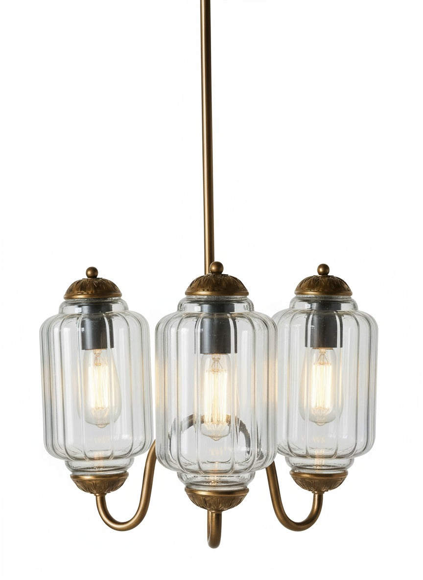 Vintage Eloise Glass Chandelier With 3 Lights