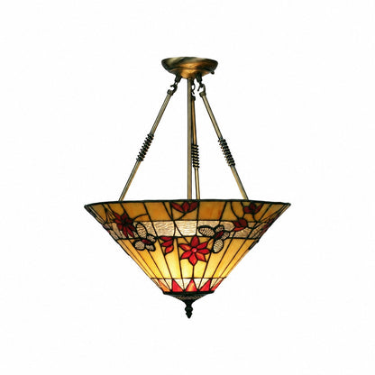 TF Butterfly Pendant Light – Stained Glass Pendant in Art Nouveau Style for Living Room