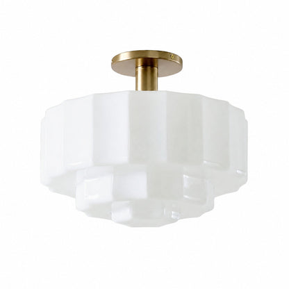 Vexrona Tiered Glass Shade Flush Mount – Contemporary Lighting for Bedrooms and Hallways