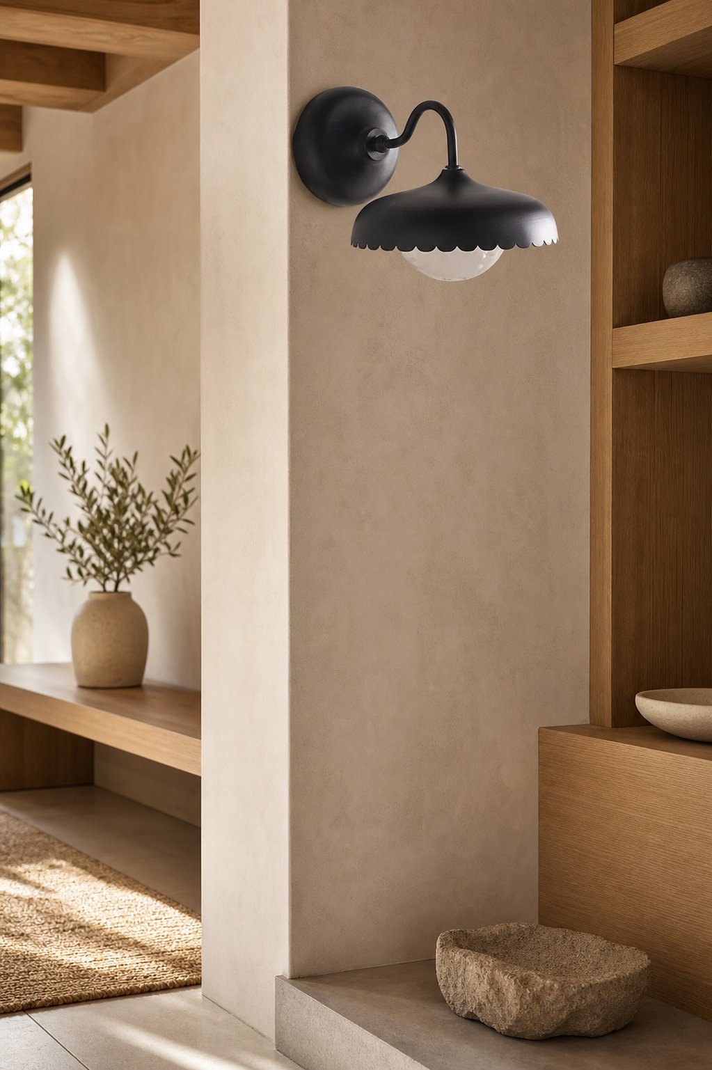 Rayla ScallopEdge Wandleuchte - Moderne Metall Außen Lampe für Terrasse, Balkon oder Veranda