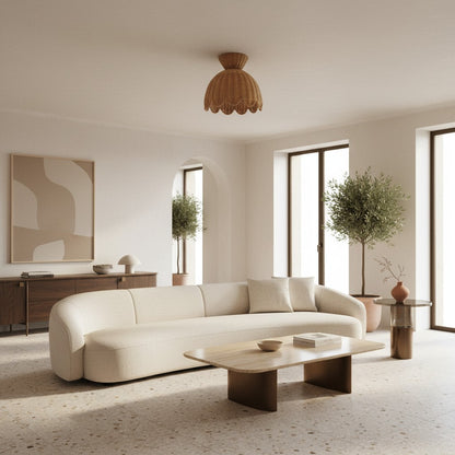 Rattalia Ceiling Light - Sculptural Flower Design in Natural Style for Kitchen Island