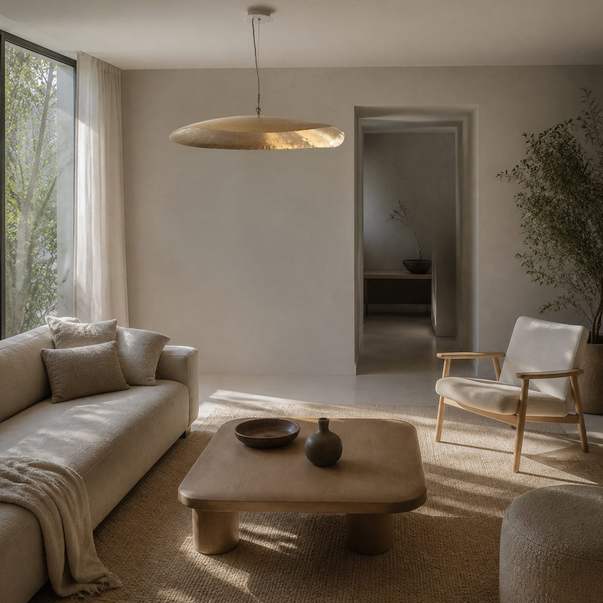 Hammered Brass Suspension Light
