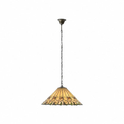 TF Jamelia Vintage Floral Stained Glass Dome Pendant Light for Dining Rooms