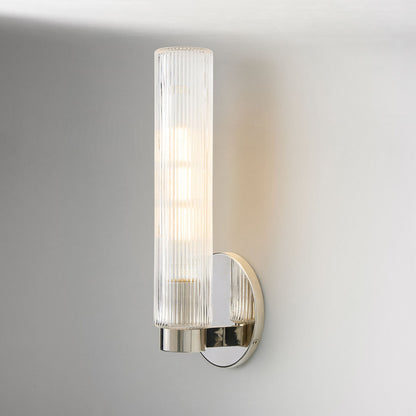 Rivora Fluted Glass Indoor Outdoor Sconce - Modern Wall Light for Home Decor