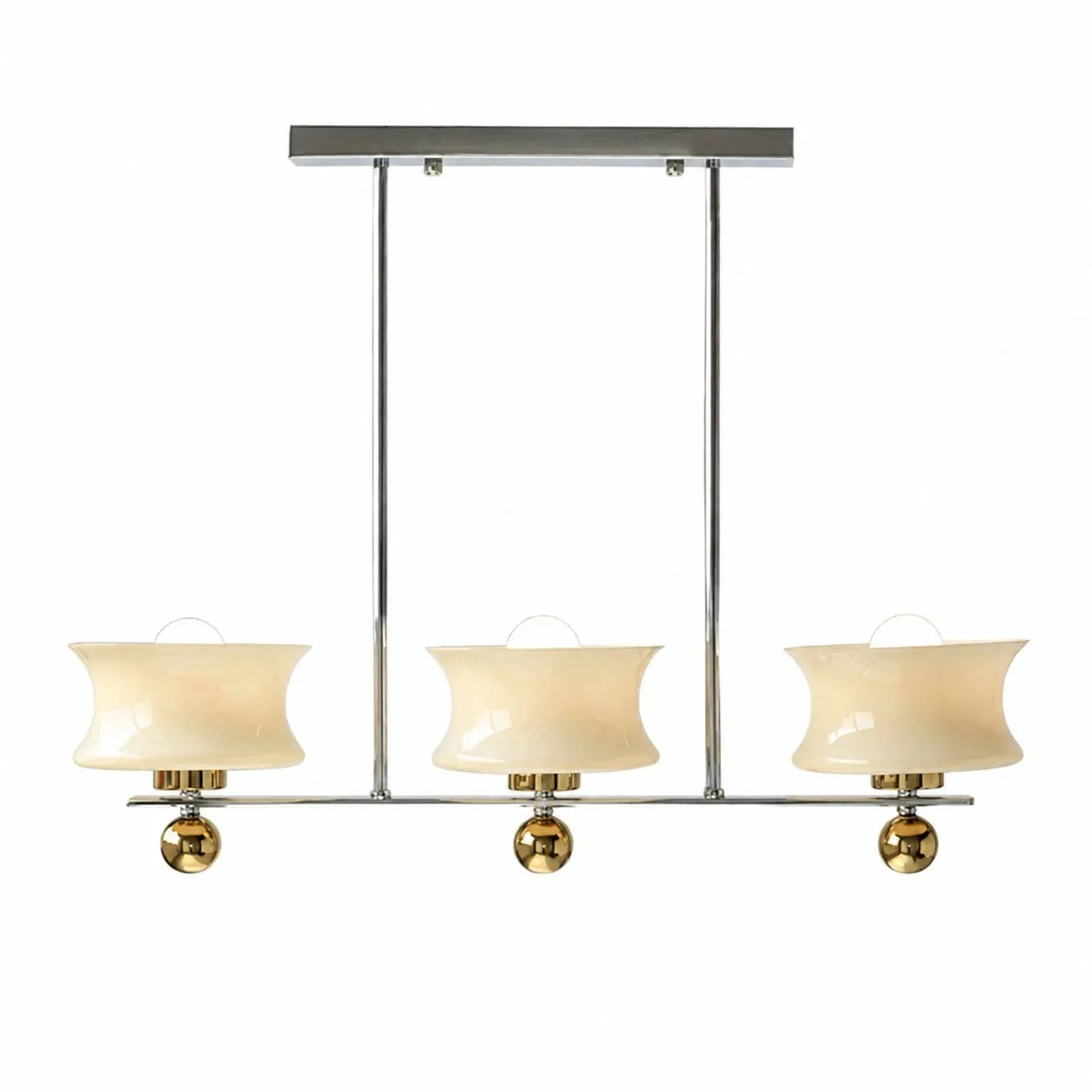 Linear 3-light cream glass chandelier