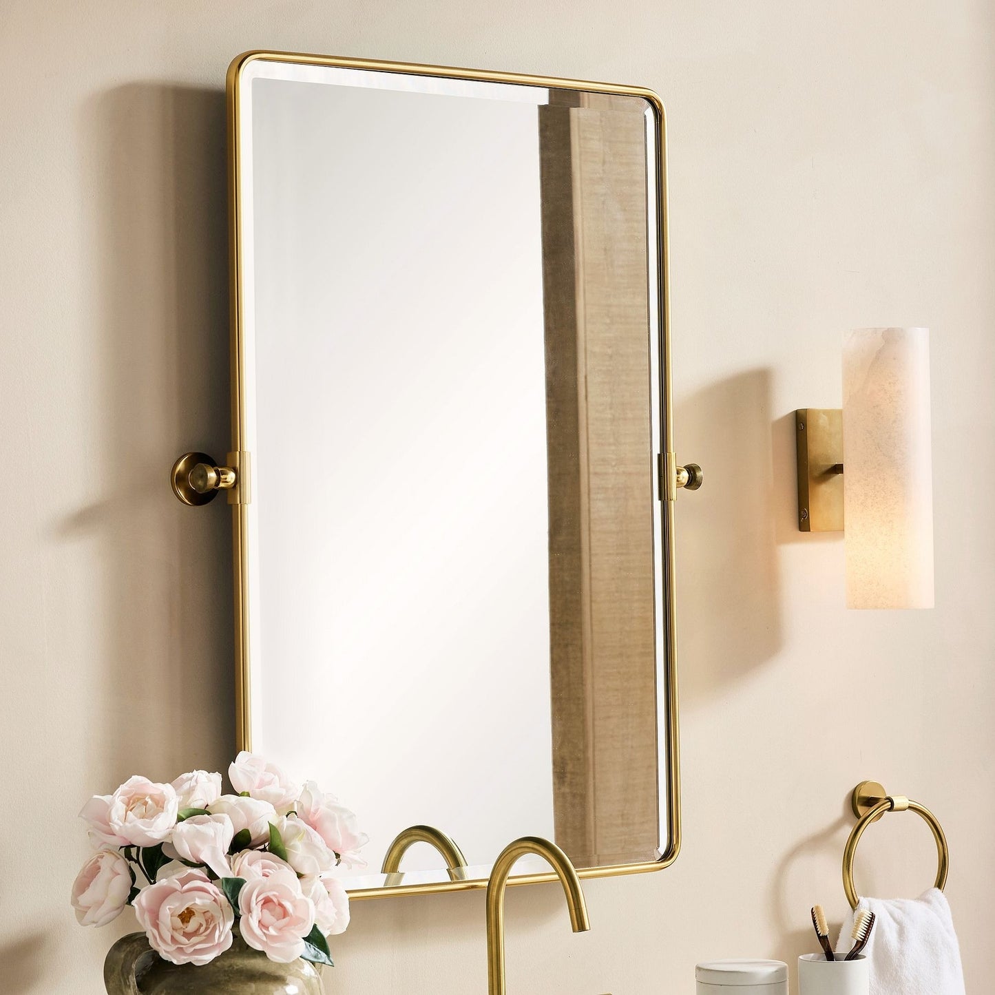 Wolvina Natural Marble Tube Sconce with Sleek Metal Details