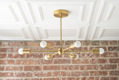 Mobilux Line Mid Century Modern Chandelier - 6 Heads Hanging Ceiling Light