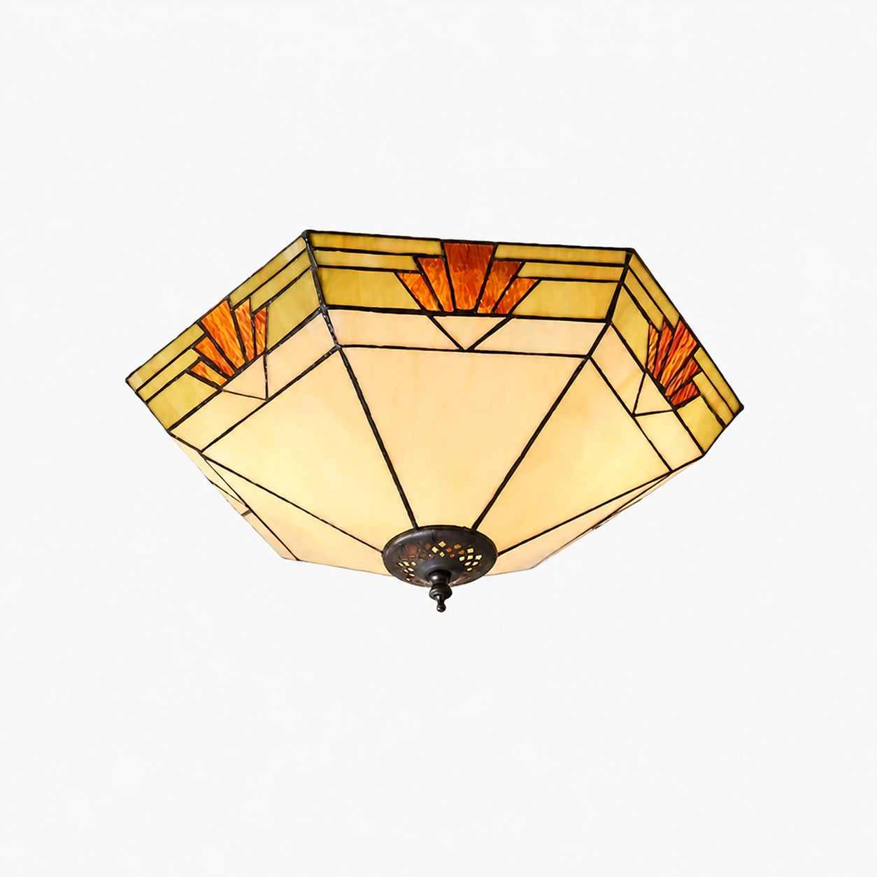 TF Nevada Glasschirm-Deckenleuchte – Halbeinbauleuchte für Eingangsbereiche und Esszimmer