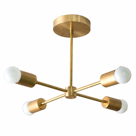 Mobilux Line Mid Century Gold Sputnik Kronleuchter - Geometrische Messingvorrichtung