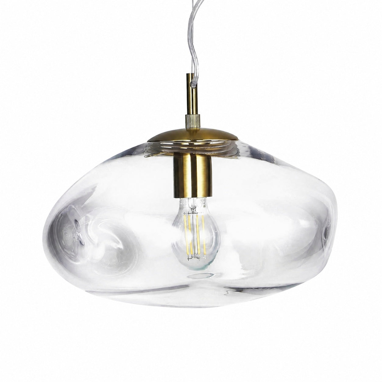 Glissora Soft Curved Glass Pendant Light - Hanging Pendant Glass and Metal for Dining and Kitchen Island