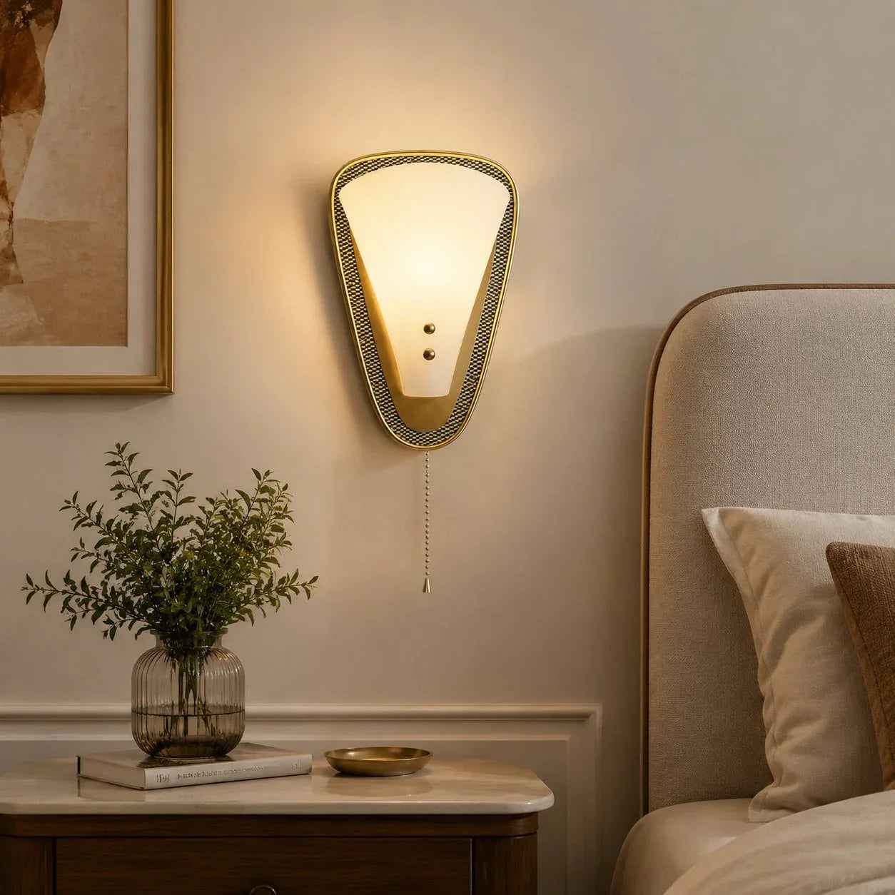 Vintage French pull-chain wall sconce