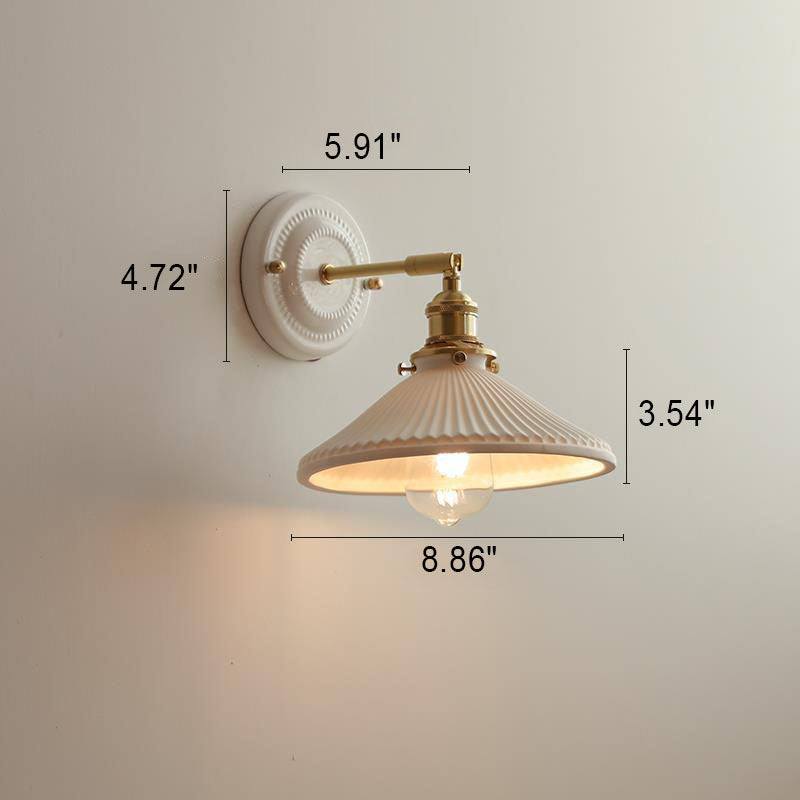Japanische Vintage Wandlampe aus Keramik und Messing mit 1 Leuchte