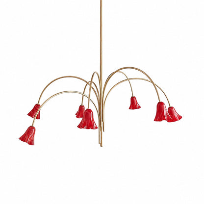 Bellina Modern Romantic Chandelier - Botanical Lily Design with Glass Flowers
