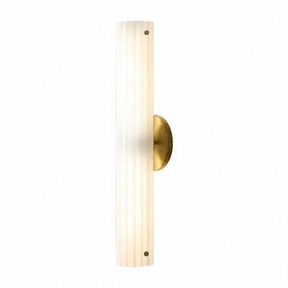 Trenia Stahl-Wandleuchte mit Milchglasschirm – Vertikal geripptes Design