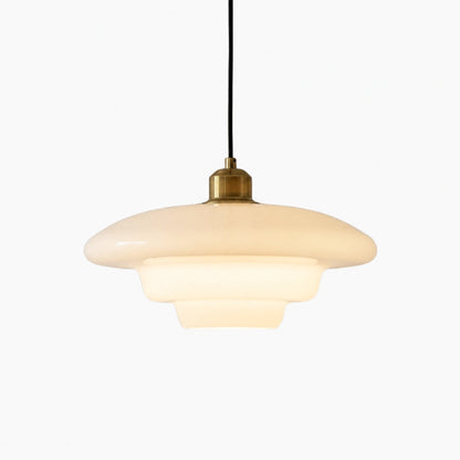Opalisse Art Deco Pendant Light – Milk Glass Dome Ceiling Lamp for Dining Room N07