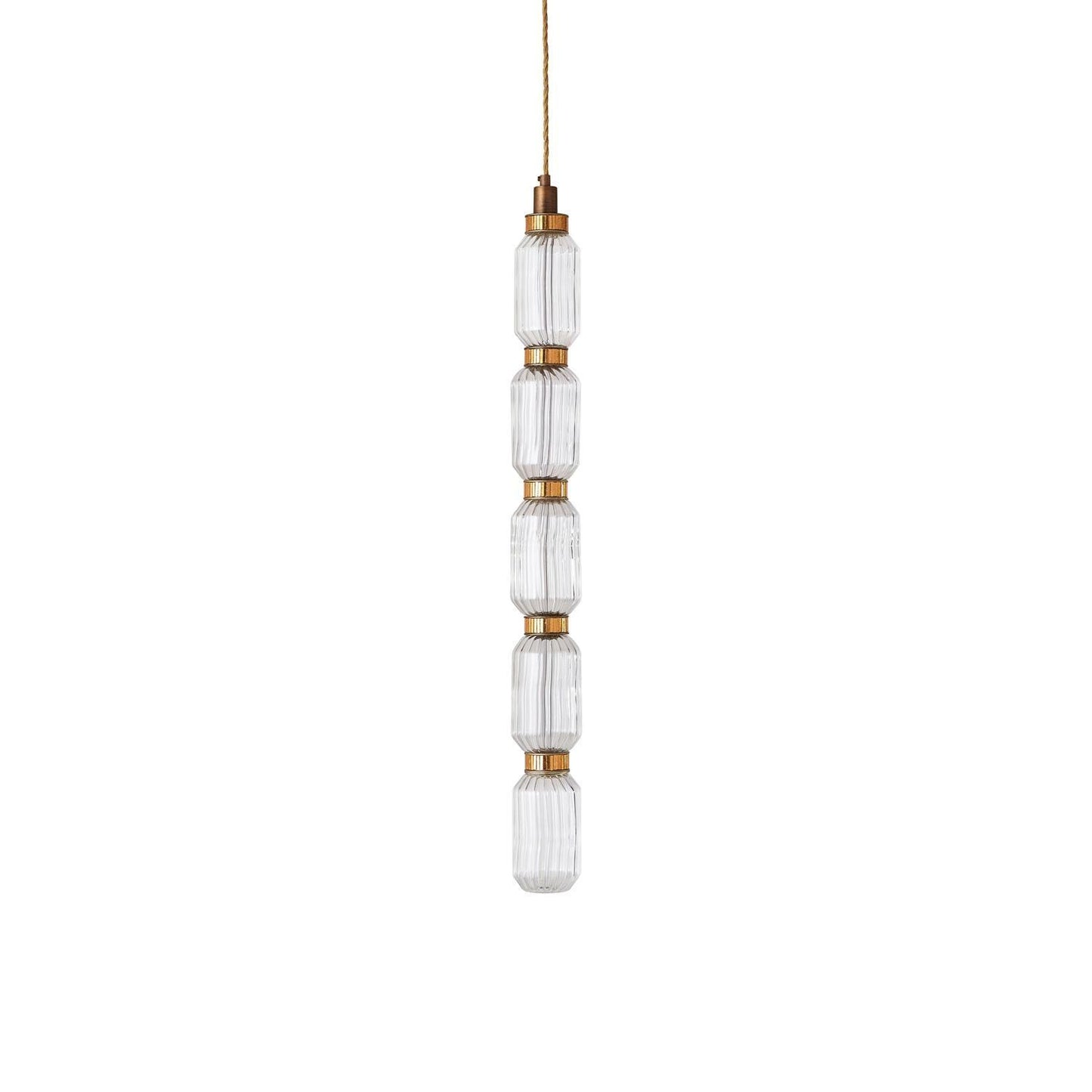 Minimalistische Ballett-Pendelleuchte - Eisen-Metall-Glas-Gold-Bernstein-Innenbeleuchtung