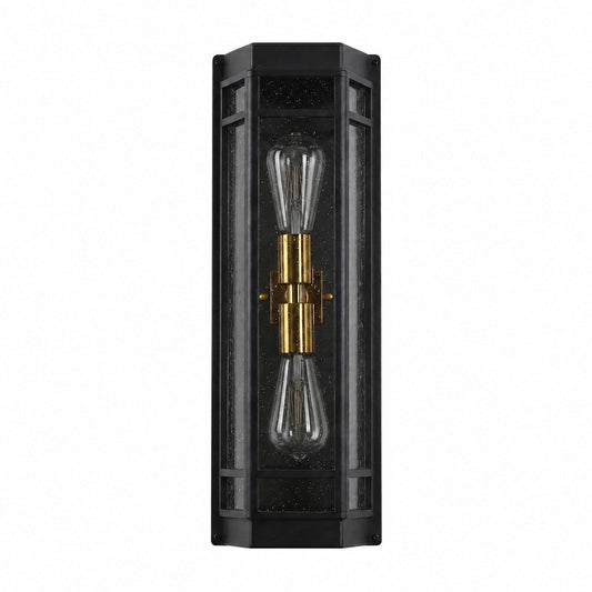Modern Black Glass Outdoor Wall Sconce for Porch