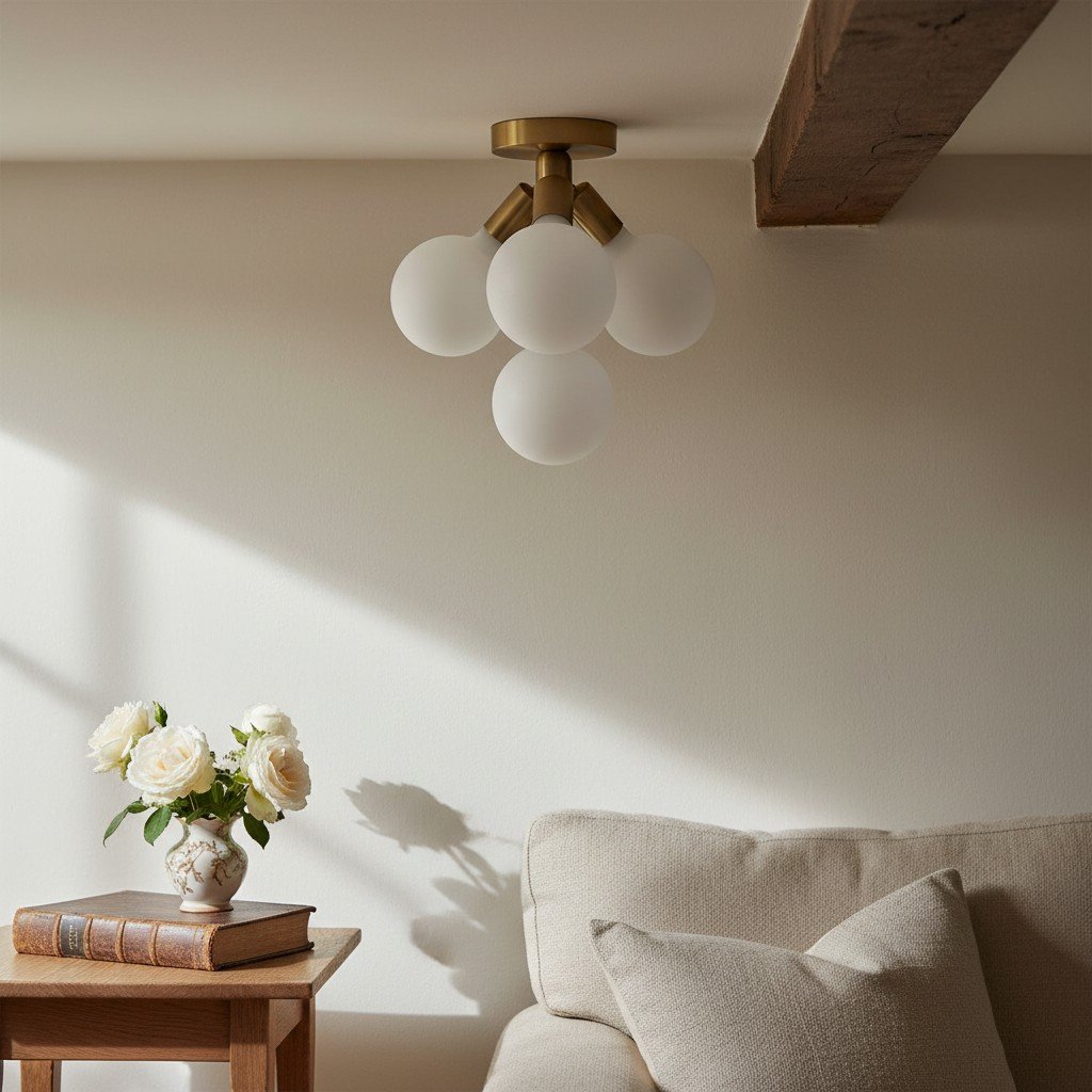 Glorica Glass Flush Mount Light - Globe Ceiling Fixture Modern