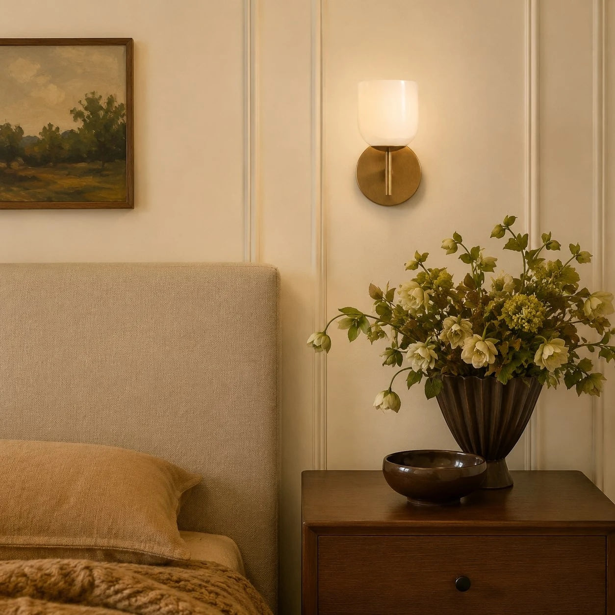 Marble wall sconce in a living room setting