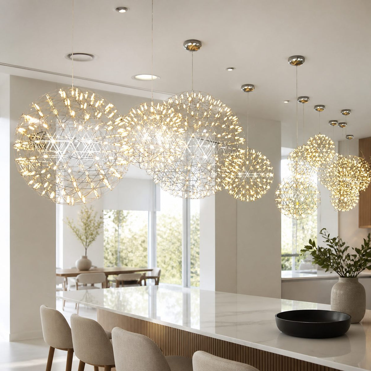 Silver Spark Ball Pendant Light