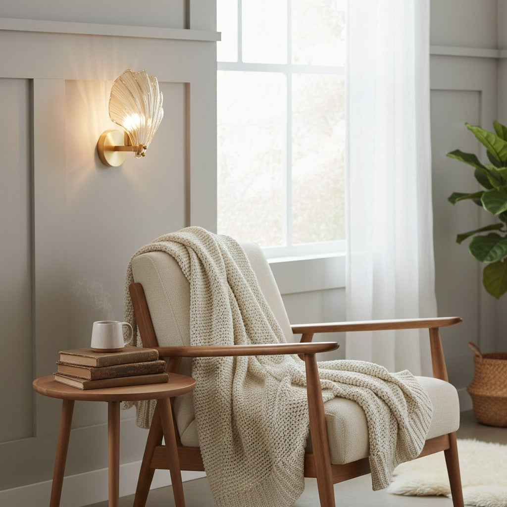 Shellora Stylish Shell Wall Light – Sculptural Glass and Metal Wall Lamp for Home N44