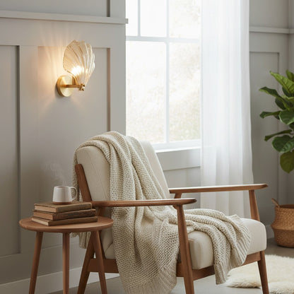 Shellora Stylish Shell Wall Light – Sculptural Glass and Metal Wall Lamp for Home N44