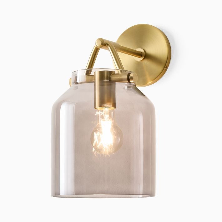 Hanton Modern Minimalist Brass and Glass Sconce – Damp Rated for Bathrooms