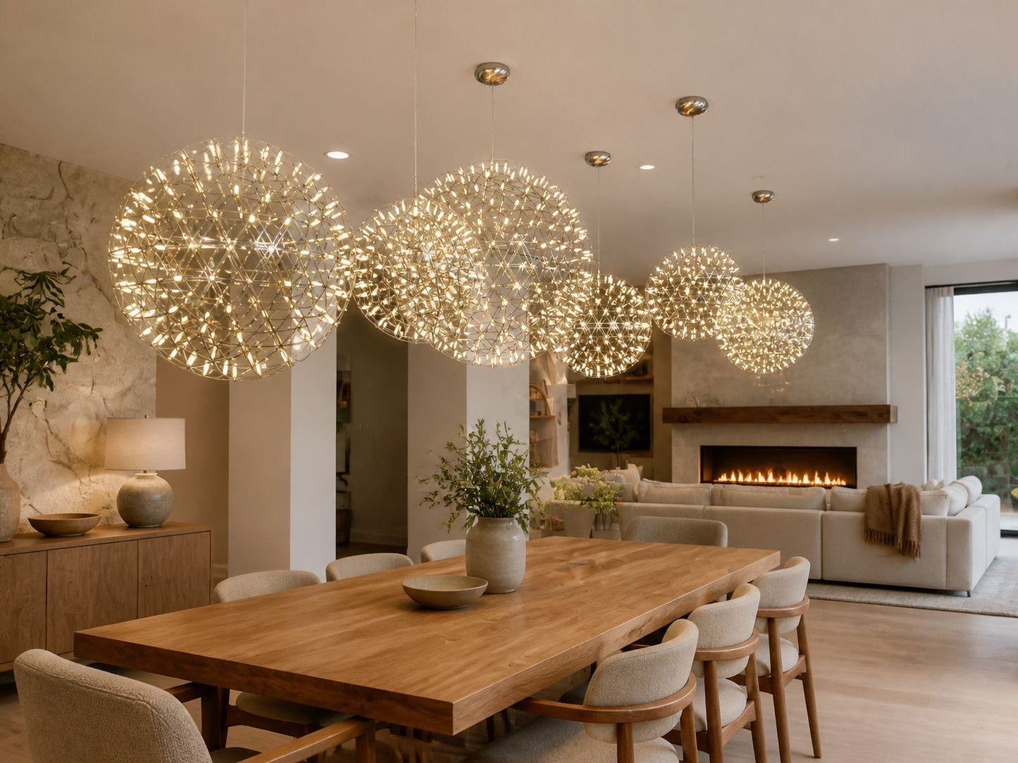 Silver Spark Ball Pendant Light