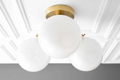 Glorica Glass Globe Light - Mid Century Semi Flush Ceiling Lamp