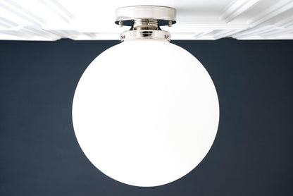 Glorica Glass 12 Inch Globe Ceiling Light - Frosted Glass Art Deco Pendant And Flush Mount