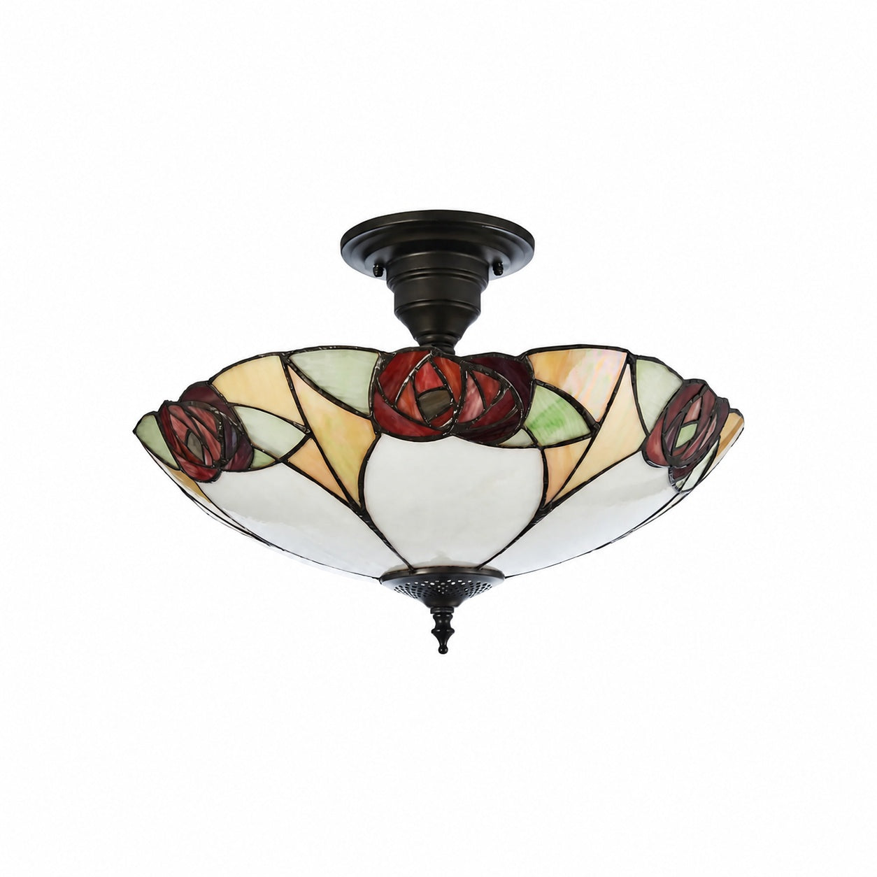 TF Ingram handgefertigte Buntglas-Deckenleuchte – Vintage Art Deco Tiffany-Leuchte für das Esszimmer