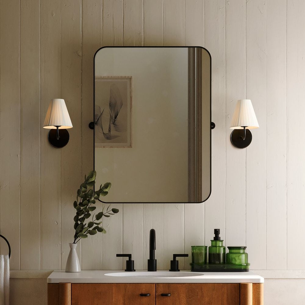 Fibura Contemporary Metal Sconce with Soft Linen Shade Subtle Silhouette for Living Rooms and Corridors
