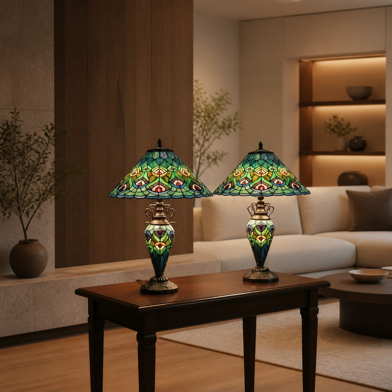 TF Oldbury Desk Lamp - Handcrafted Stained Glass Lamp for Bedroom Reading