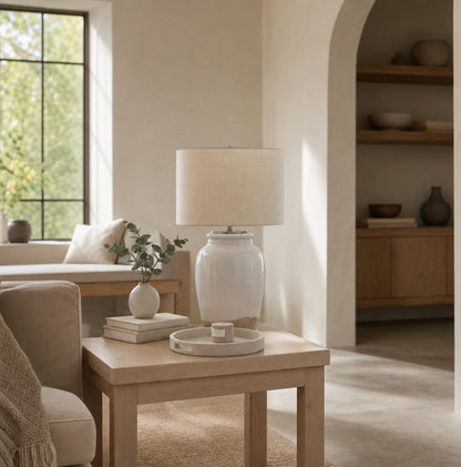 Mello Contemporary Table Lamp - Textured Ceramic Base for Living Room and Office