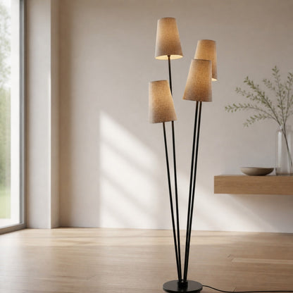 Duova 4 Light Floor Lamp – Fabric Shade Floor Lamp for Reading Corners or Living Spaces