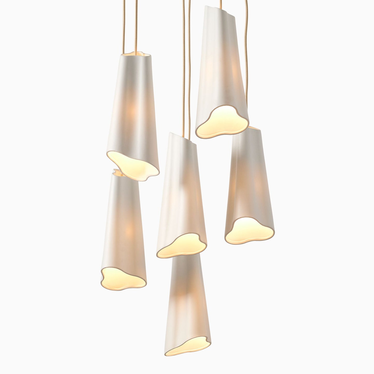 Orovia Ceramic Shade Chandelier – Iron Pendant Adjustable Height Design