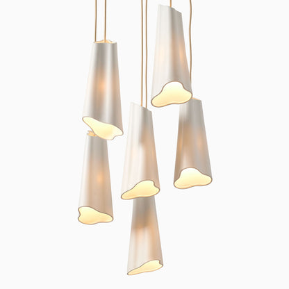 Orovia Ceramic Shade Chandelier – Iron Pendant Adjustable Height Design