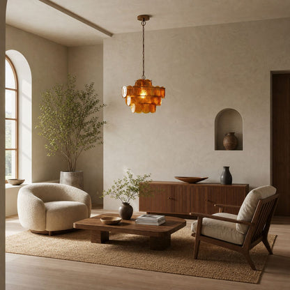Morien Colorful Disc Pendant Light - Artistic Glass and Metal Pendant Lighting for Dining or Bedroom