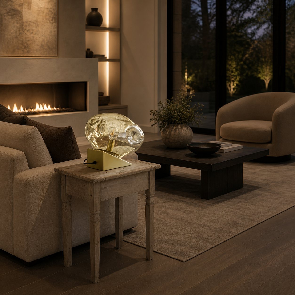 Glissora Glas-Tischleuchte – Weiche, skulpturale Glasform für Wohnzimmer oder Schlafzimmer