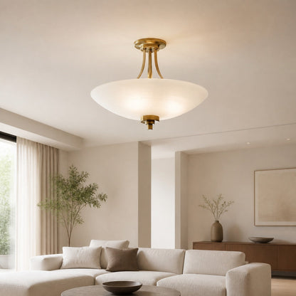 Lunetal Timeless Three-Arm Structure Semi Flush Chandelier – Vintage Pendant Light for Bedroom or Entry