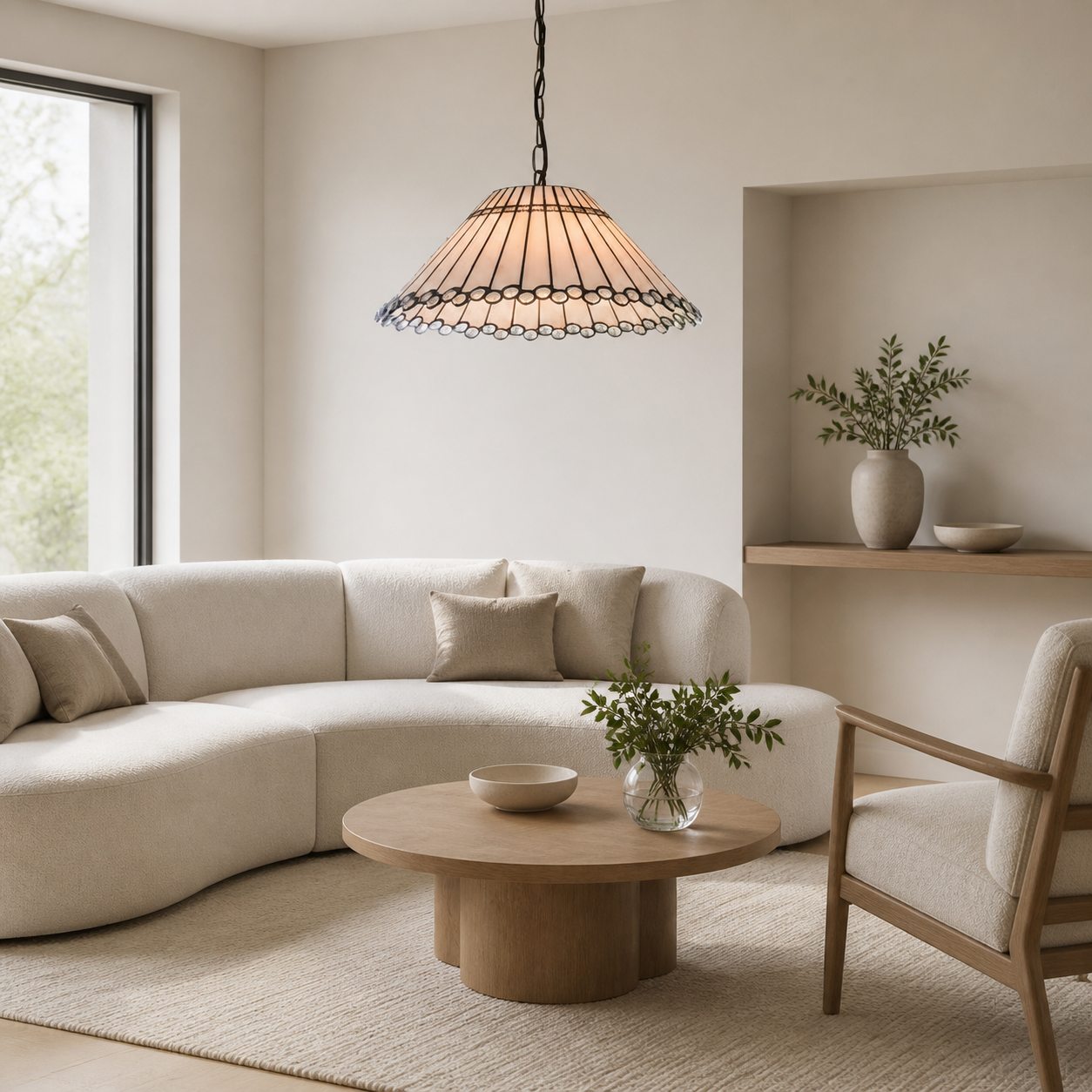 TF Allanton Art Deco Pendant Lamp - Elegant Glass Ceiling Light for Living Elegant Dining Room