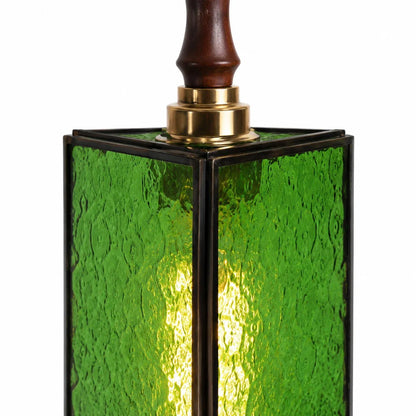 Green textured glass shade detail