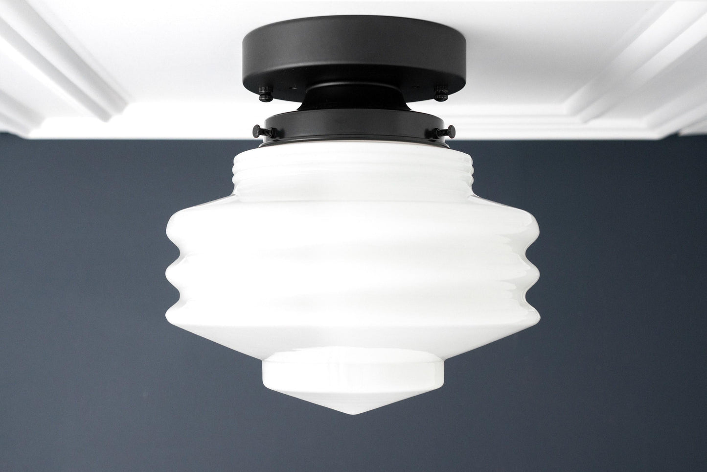 Geotower Glass Art Deco Ceiling Light - Glass Globe - Elegant Home Fixture