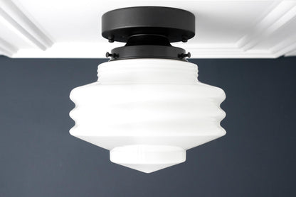 Geotower Glass Art Deco Ceiling Light - Glass Globe - Elegant Home Fixture